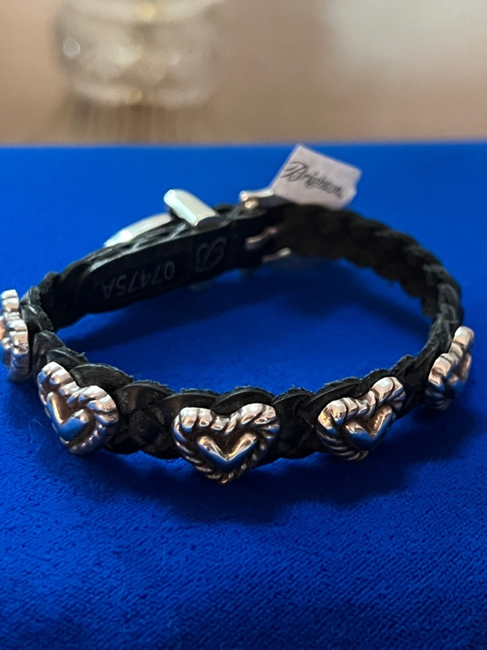 BRIGHTON Black Roped Heart Braid Bandit Bracelet - 07475A NWT